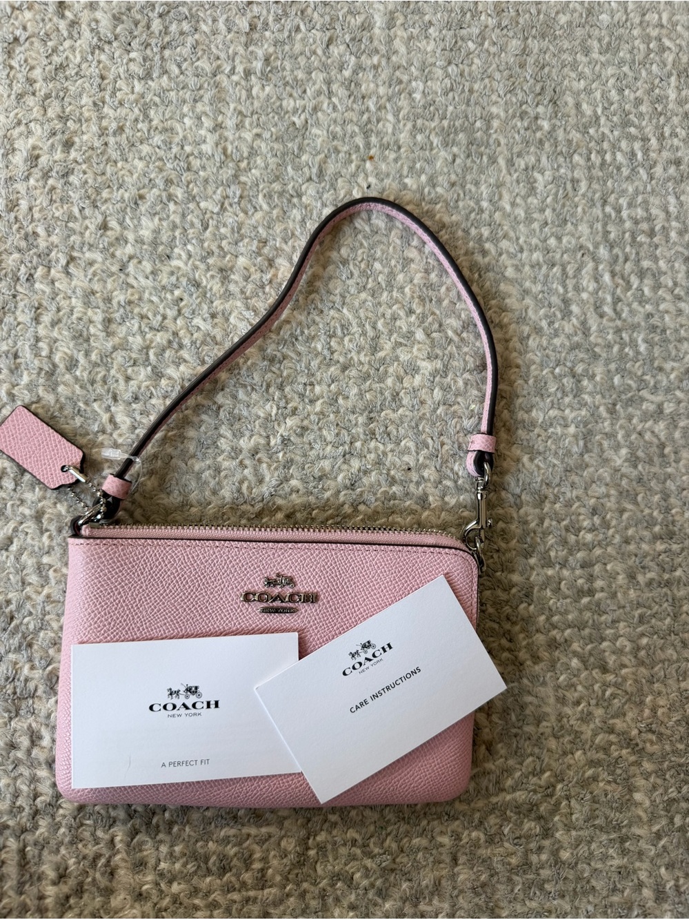 Coach Pink Leather Mini Wristlet Pouch